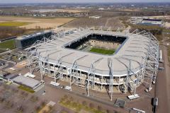 Fussball / firo FC Schalke 04 Arena von oben 31.03.2020