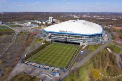 Fussball / firo FC Schalke 04 Arena von oben 31.03.2020