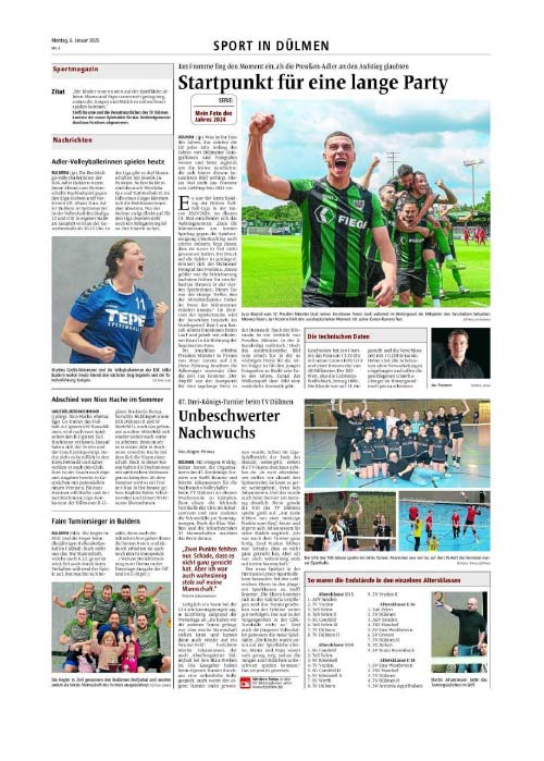 Sport in Dülmen 06.01.2025 „Startpunkt für eine lange Party“