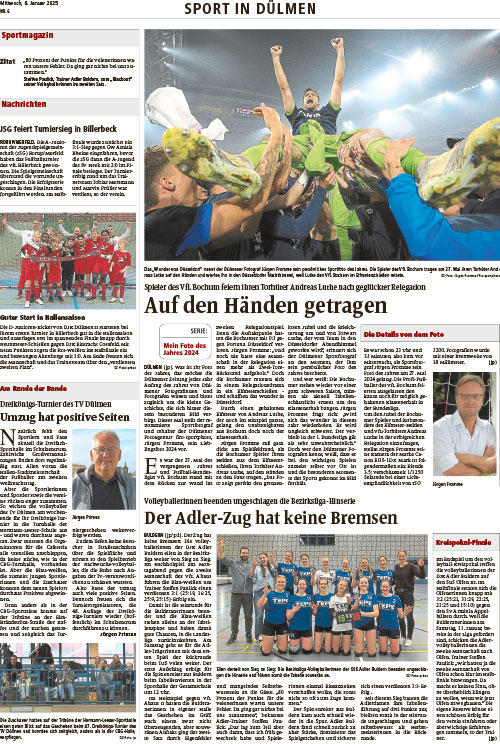 Sport in Dülmen 08.01.2025 „Auf den Händen getragen“