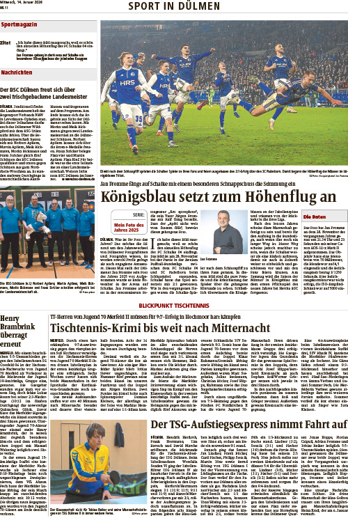 Sport in Dülmen 08.01.2025 „Auf den Händen getragen“